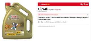 Castrol EDGE 5W-30 LL Aceite de Motor 5L por 13,94€