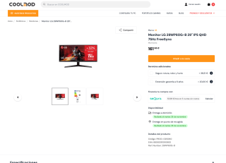 Monitor LG 29WP60G-B 29" IPS QHD 75Hz FreeSync por solo 161,95€