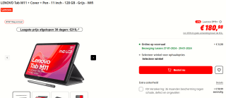 LENOVO Tab M11 + Cover + Pen - 11 inch - 128 GB - voor €180,98 bij de Mediamarkt
