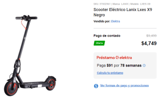 Scooter Eléctrico Lanix Lxes X9 por $4,749 en Elektra