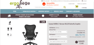 Fauteuil MIRRA 2 Herman MILLER Butterfly Graphite à 869,77€