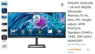 Acquire Philips 34-inch ultrawide monitor from Amazon as low as £279.97
