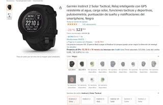 Reloj inteligente Garmin Instinct 2 Solar Tactical por 323,09€