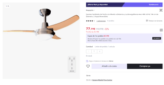 EnergySilence Aero 480. Ventilador de Techo con Mando a Distancia y Luz, 65 W, 106 cm de Diámetro, 3 Aspas Reversibles, 3 Velocidades por 77.19€ (Cuenta Nueva 65.19€)