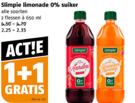 1+1 gratis op Slimpie limonade bij Poiesz-supermarkten
