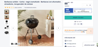 Barbacoa de carbón con ahumador, aireadores, recuperador de cenizas por 78,21€