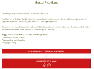 Bosto rice bar Dark Chocolate 100% terugbetaald
