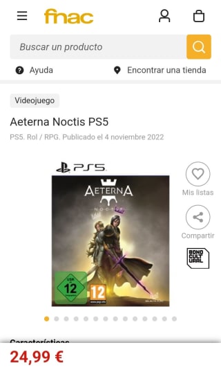 Aeterna Noctis PlayStation 5 por 24,99€.