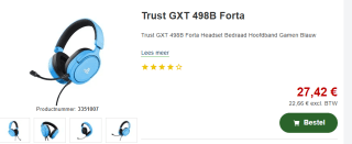 Trust GXT498W Forta - Bedrade Gaming Headset voor €27,42 bij Proshop