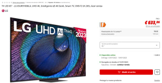 Televisor LED 65" - LG 65UR91006LA, UHD 4K, Inteligente α5 4K Gen6, Smart TV, DVB-T2 (H.265) por 633.06€