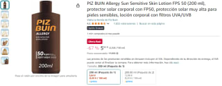 PIZ BUIN Allergy Sun Sensitive Skin Lotion FPS 50 (200 ml) por 5,84€