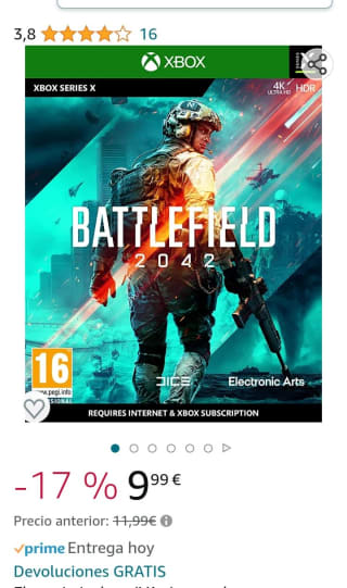 BATTLEFIELD 2042 XBOX Series X Standard por 9,99€.