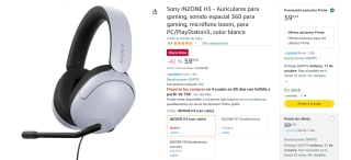 Auriculares para gaming, sonido espacial 360 marca Sony modelo INZONE H3 por 59,99€