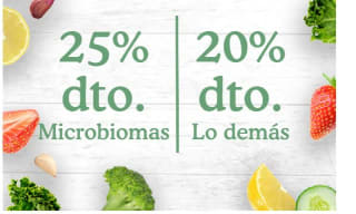 25% descuento en microbiomas y 20% dto en todo lo demás