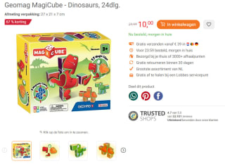 Geomag MagiCube - Dinosaurs, 24dlg. voor €10 bij Lobbes