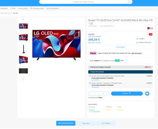 Smart TV OLED Evo C4 42" OLED42C44LA 4K Ultra HD LG por solo 395,59€