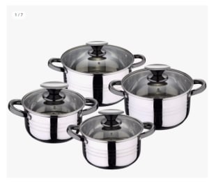San Ignacio Batería de Cocina 8 Piezas Acero Inoxidable Apta para Inducción Colección Hita por 35.99€ (Cuenta Nueva 25.99€)