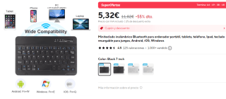 Miniteclado inalámbrico Bluetooth por 5,32€