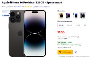 Apple iPhone 14 Pro Max 128GB Zwart voor €1.165 bij Bol.com