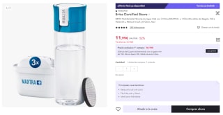 BRITA - Botella Filtrante de Agua Vital, 3 Filtros MAXTRA+ y 1 Filtro MicroDisc de Regalo por 7.2€