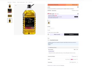 Aceite 5 Litros de Oliva Intenso LA FLOR DE MALAGA por solo 47,93€ (Nuevos usuarios por 35,93€)