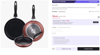 Juego de 3 sartenes de 16,20 y 24cm de aluminio prensado colección Paradise por 9.34€