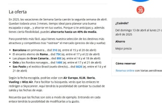 Vuelos en semana Santa desde 31€ i/v