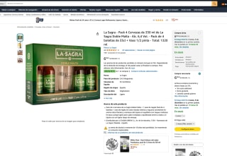 2 Pack 8 Cervezas de 330 ml de La Sagra Doble Malta Alc 6,4 Vol. + 2 Vasos 1/2 pinta a solo 10,48€