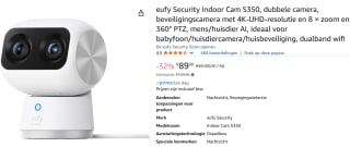 Eufy S350 4K Indoor Cam voor €89 bij Amazon
