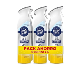 Pack 6 Ambientadores Ambi Pur antitabaco fragancia cítrica por 16,59€