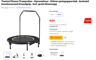 Tunturi Fitness Trampoline - Opvouwbaar - 104cm voor €63,59 bij Bol.