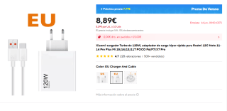 Xiaomi-cargador Turbo de 120W por 8,89€