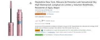 2 Unidades de Maybelline New York, Máscara de Pestañas Lash Sensational Sky High Waterproof, Longitud sin Límites y Volumen Redefinido, Resistente al Agua, Negro por 10.73€