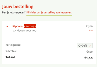 Kipcorn voor €1 bij Kwalitaria