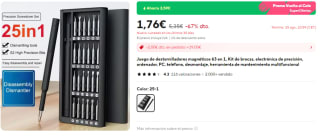 Juego de destornilladores magnéticos 25 en 1 por solo 1,31€
