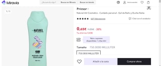 Gel de baño y ducha Naturel Art Cosmetics  de 750 ml por 0,65€