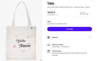Bolso Tote Vans WM TOGETHER FOREVER por 16€