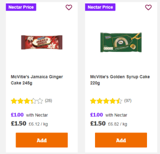 McVitie's Sticky Pudding Cake (Lyle's Golden Syrup / Jamaica Ginger) for £1 with Nectar