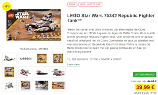 LEGO Star Wars – Republic Fighter Tank voor €39,99 bij Proshop