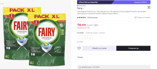 Fairy Original Todo En Uno, 106 Cápsulas por 16,49€ (cuenta nueva por 8,24€)