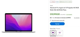Macbook Pro 13" M2 8GB 256GB por $17,999 en Walmart