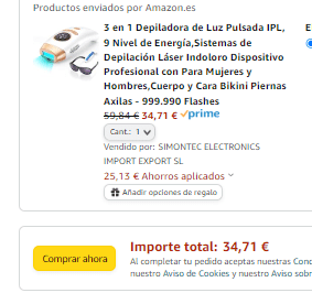 Depiladora de Luz Pulsada IPL, 9 Nivel de Energía 999.990 Flashes por 34,71€