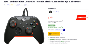 PDP Wired Controller Atomic Black Microsoft Xbox One voor €27,15 bij Bol.com