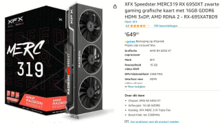 XFX Radeon RX 6950 XT - 16GB GDDR6 RAM - Grafische kaart voor €649 bij Amazon
