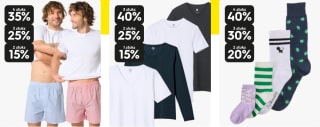 Tot 40% stapelkorting op heren sokken, ondergoed & basic t-shirts bij HEMA
