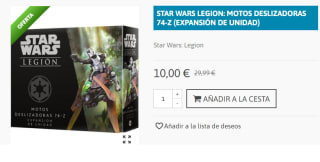 Star Wars: Legion: Motos deslizadoras 74-Z (Expansion Unidad) por 10€