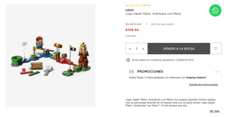 Lego Súper Mario, Aventuras con Mario por $750 en El Palacio de Hierro