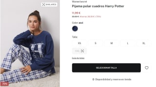 Pijama polar cuadros Harry Potter para Mujer por 11.99€