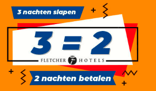 Boek 2 nachten en ontvang de 3e nacht helemaal gratis bij Fletcher Hotels