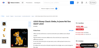 LEGO Disney Classic Simba, le jeune Roi lion à 103,99€